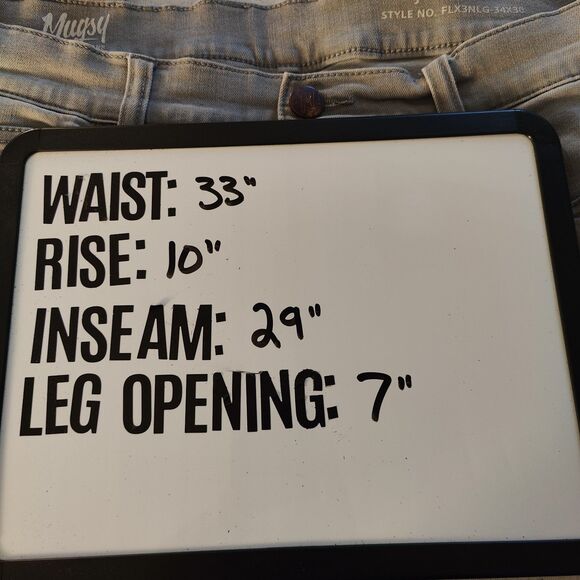 Mugsy Johnnys Jeans Size 33x29 Gray Slim Fit Stretch Denim Casual Pants FLX3NLG - Picture 7 of 7
